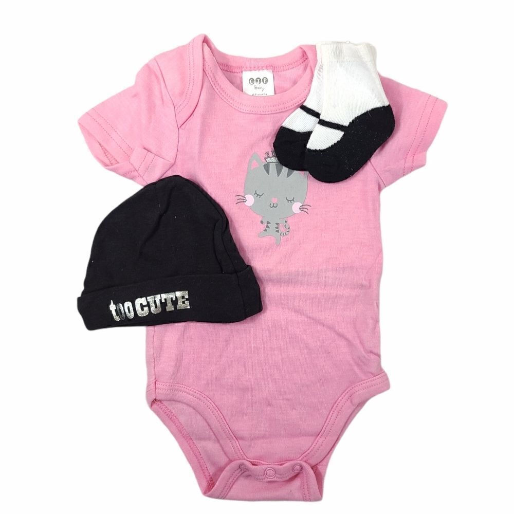 CJP Pink 3 Peice Size 6-9 Months Onesie